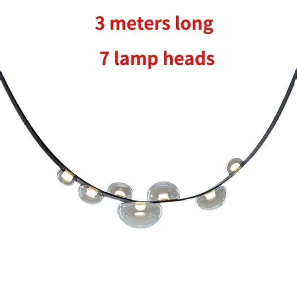 Nordic minimalist LED pendant light in leather and glass