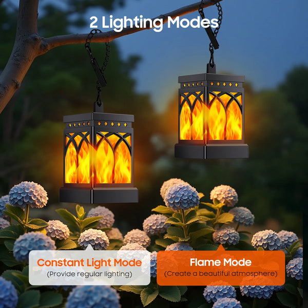 2/4-Pack Solar Flame LED Lanterns – Dual Mode Outdoor Lighting for Yard, Garden & Camping