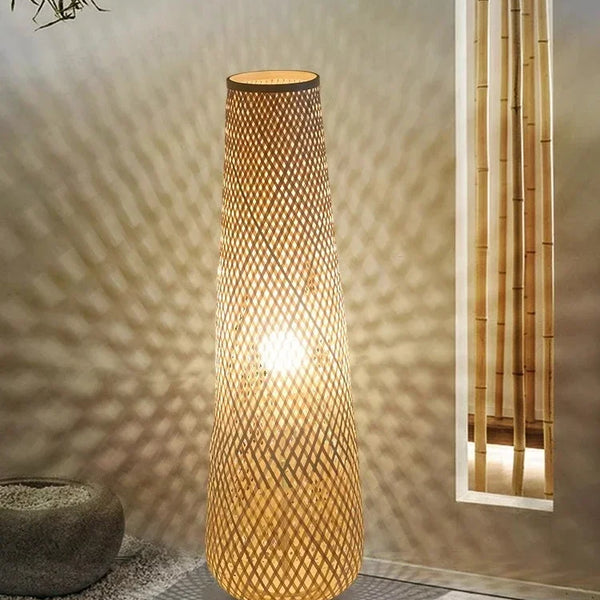 Japanese Wabi Sabi Style Floor Lamp Handmade Bamboo LED