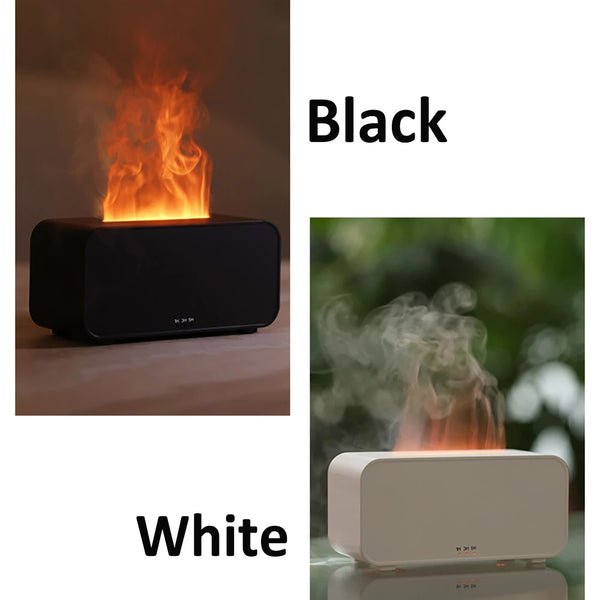 Air humidifier and aroma diffuser, essential oil humidifier, mini flame