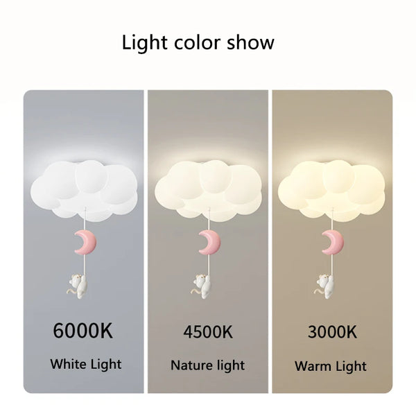 LED ceiling light with star and cloud pendant