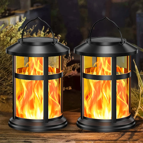 2/4-Pack Solar Flame LED Lanterns – 2 Modes Outdoor Lighting for Yard, Garden & Camping