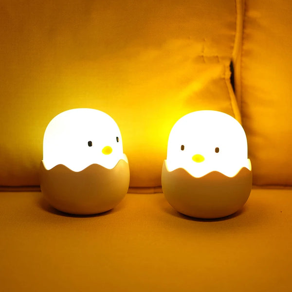 Cute silicone lamp in the shape of a chicken in an eggshell
