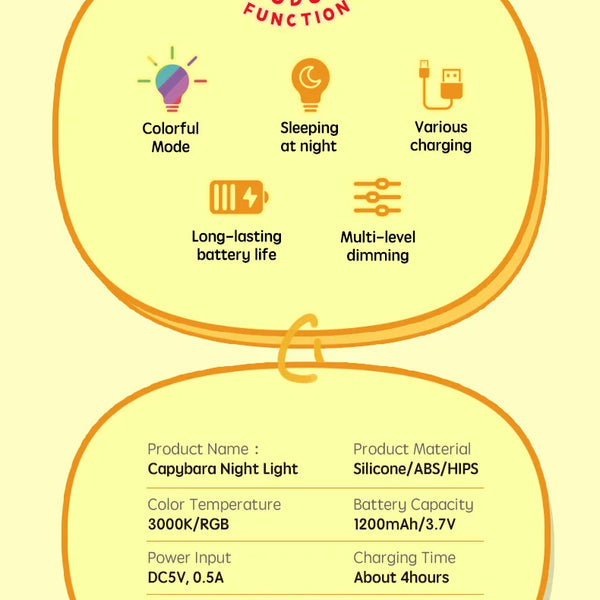 cute capybara silicone lamp