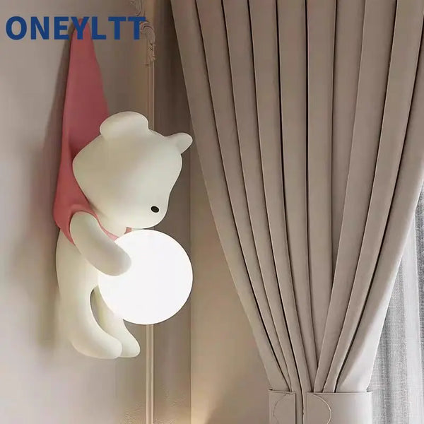 Wall lamp for children's room with bear design