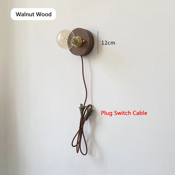 Wabi Sabi round wooden wall lamps