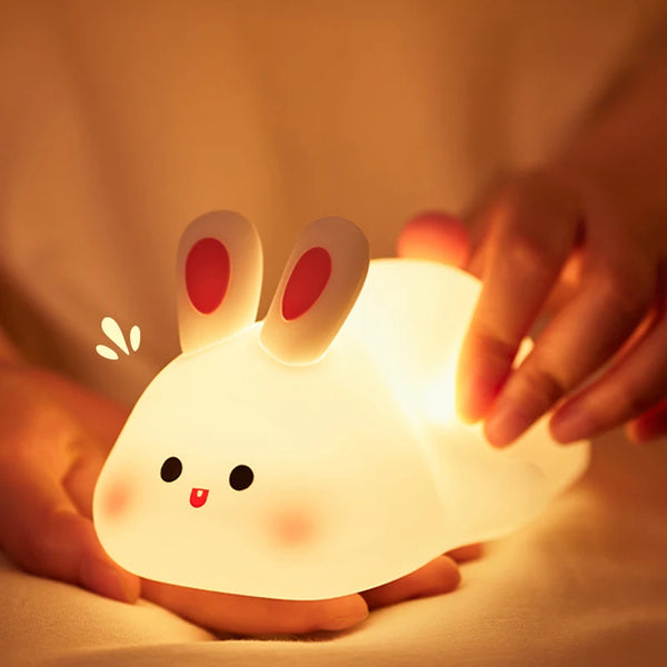 Cute silicone bunny lamp with big face