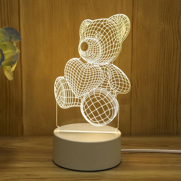 3D Acrylic LED Table Lamp, Bedside Lamp