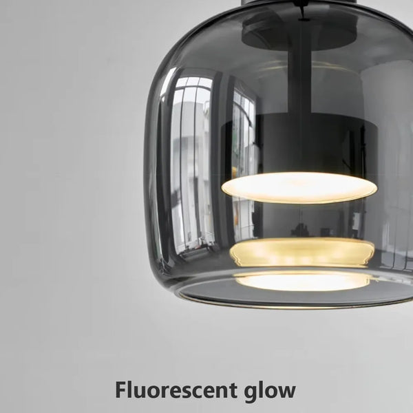 Modern LED pendant light, smoked glass 15/26/38 cm