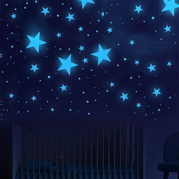 100 pieces of luminous moon and stars wall stickers
