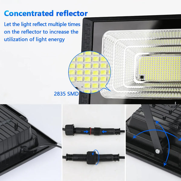 LED Solar Light 100W 200W 300W 500W, Powerful Waterproof Solar Flood Light with Remote Control