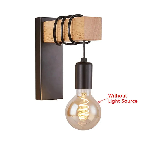 Retro Wooden LED Wall Lamp E27 220V 110V