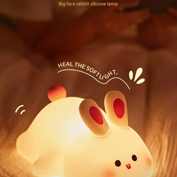 Cute silicone bunny lamp with big face