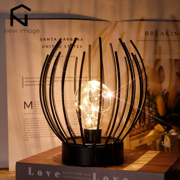 Modern decorative table lamp with candle holder, battery operated cordless lamp with LED bulb