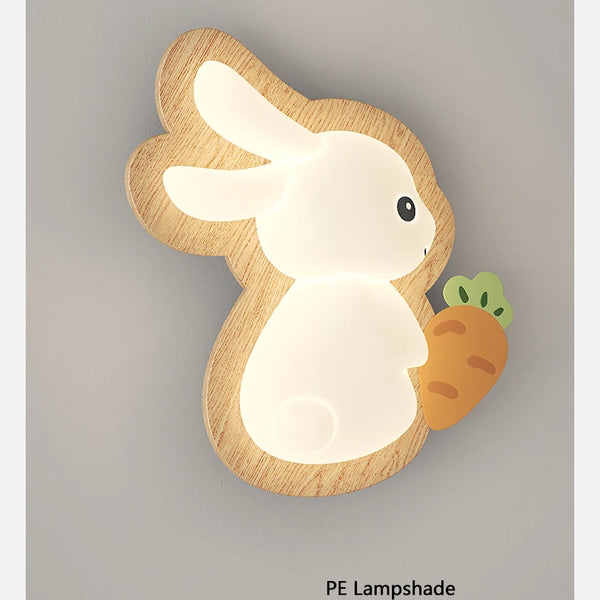 Nordic solid wood rabbit style wall lamps