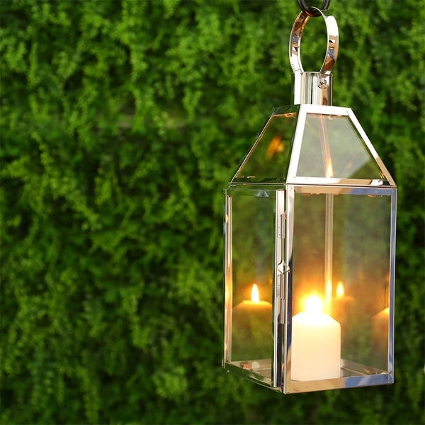 European Stainless Steel Glass Candle Holder Silver Xmas Decor Table Candle Stick Romantic Wedding Bar Party Home Decorations