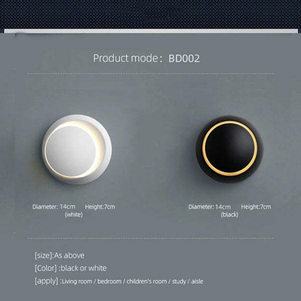 Modern 5W LED wall light with 350 degree rotation
