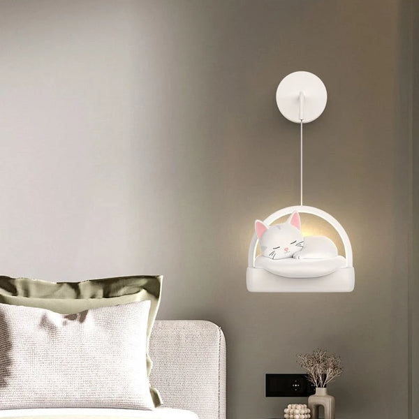 Bedside pendant lamp with cat lights