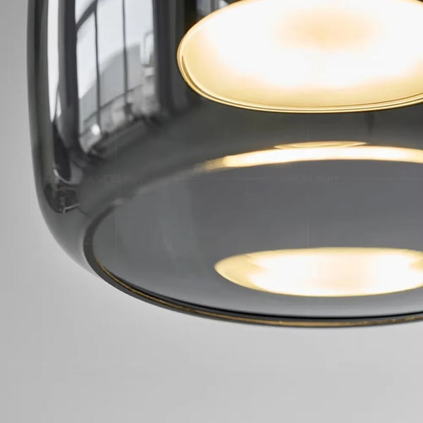 Modern LED pendant light, smoked glass 15/26/38 cm