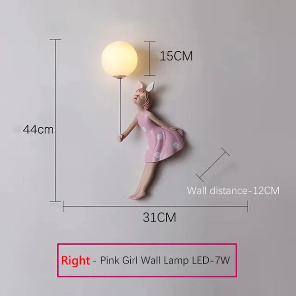 Cute pink ballerina wall lamps