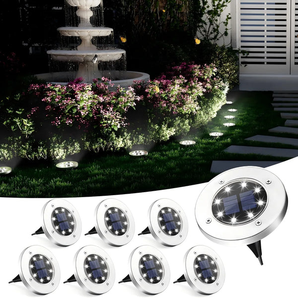 4/8PCS Solar Outdoor Lights – 8 LED Landscape Lighting in Cool & Warm White for Garden & Pathway