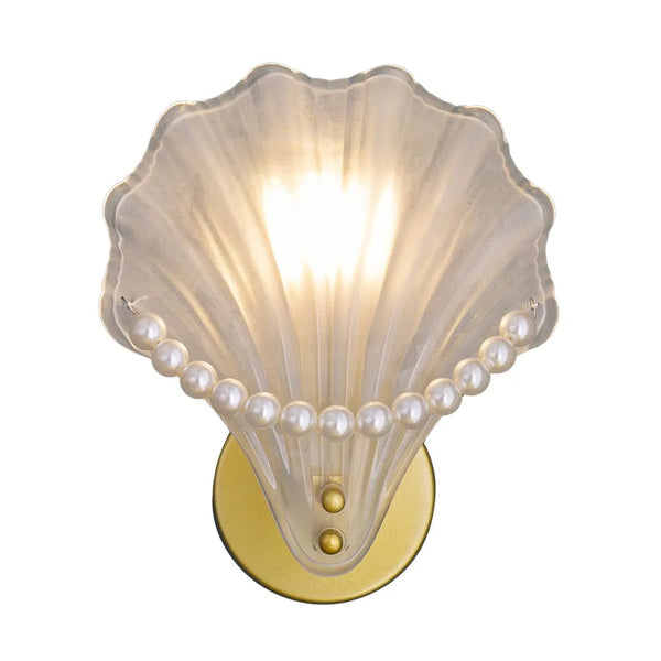 Modern wall lamp with frosted glass shade, shell style, indoor lighting