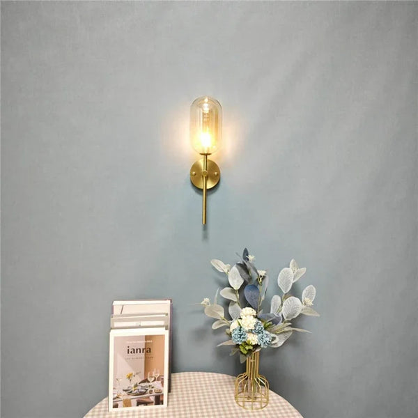 Modern Nordic minimalist cognac glass wall lights