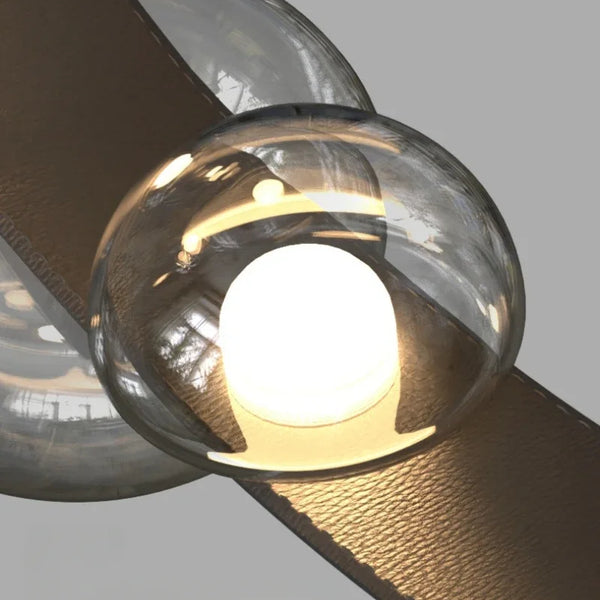 Nordic minimalist LED pendant light in leather and glass