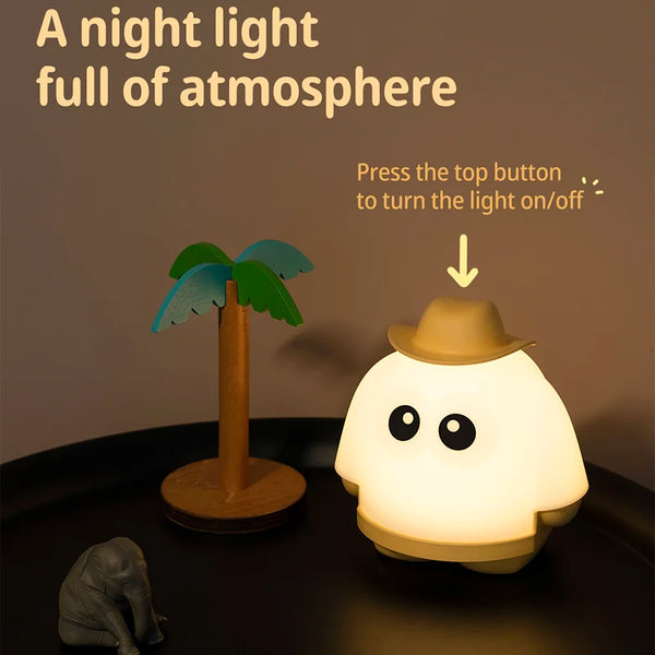 Cute and Creative Mini LED Table Lamp USB Rechargeable Portable Cartoon Lampshade