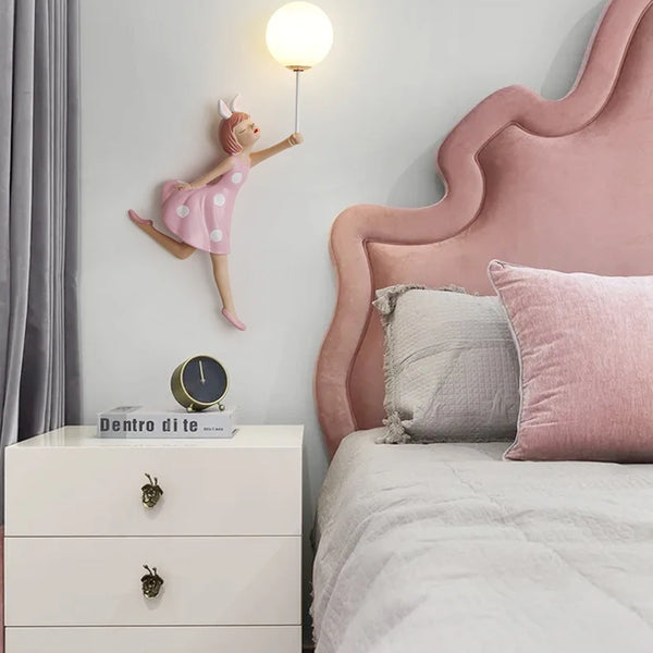 Cute pink ballerina wall lamps