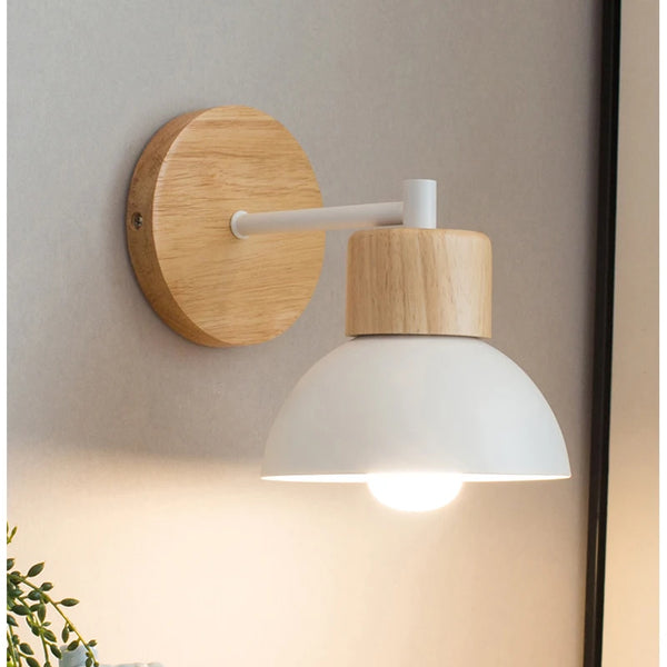 Nordic wooden LED wall lamp