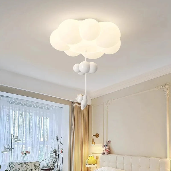 LED ceiling light with star and cloud pendant