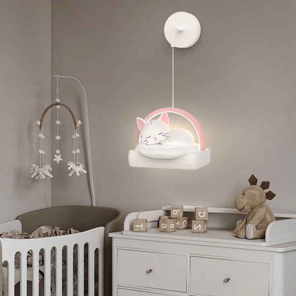 Bedside pendant lamp with cat lights