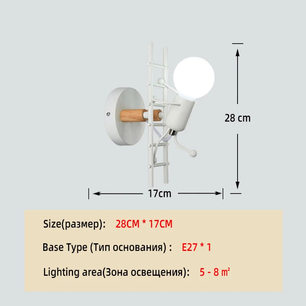 Nordic creative small wall lamp, American retro style, iron and metal lights, simple robot design wall sconce