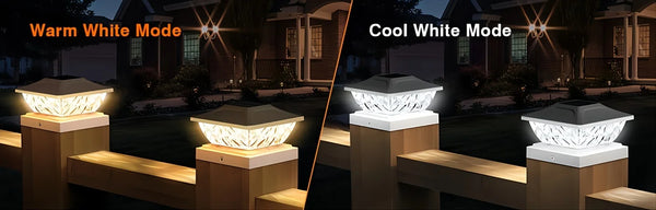 2 Pack Bright Solar Post Light Modes, Solar Powered Deck Lights for 4x4, 4.5x4.5, and 5x5 Posts in Garden Decor