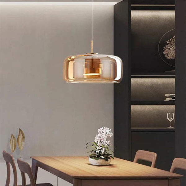 Modern LED pendant light, smoked glass 15/26/38 cm