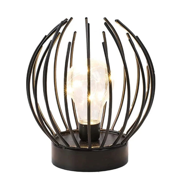 Modern decorative table lamp with candle holder, battery operated cordless lamp with LED bulb