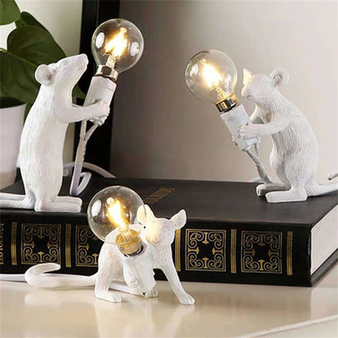 Modern resin LED table lamp with mouse animal
