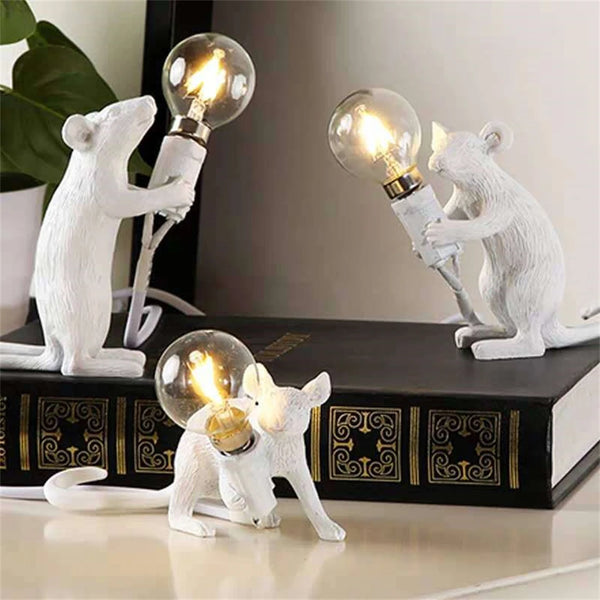 Modern resin LED table lamp with mouse animal