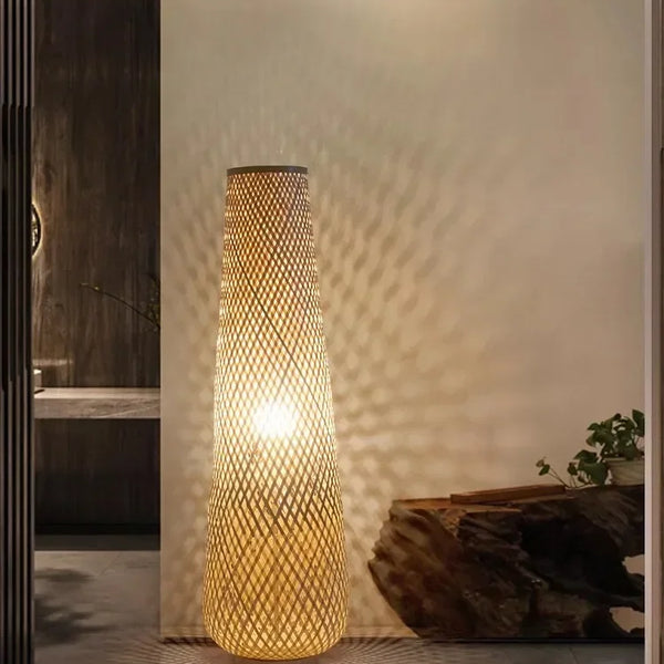Japanese Wabi Sabi Style Floor Lamp Handmade Bamboo LED