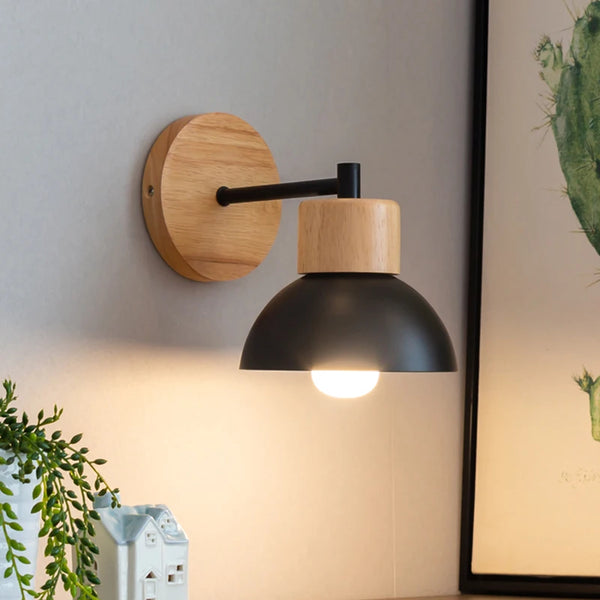 Nordic wooden LED wall lamp