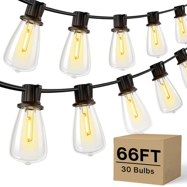 ST38/G40 Dimmable LED Outdoor String Lights – Connectable Warm 2700K Lighting for Porch & Backyard Ambience