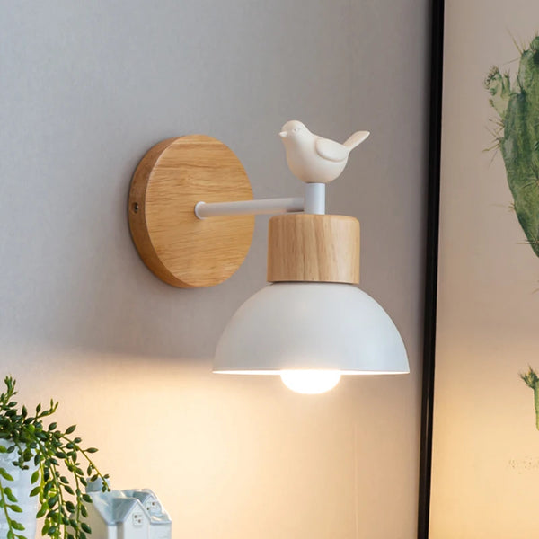 Nordic wooden LED wall lamp