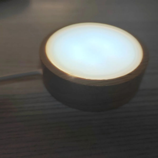 10cm LED night light with round wooden base