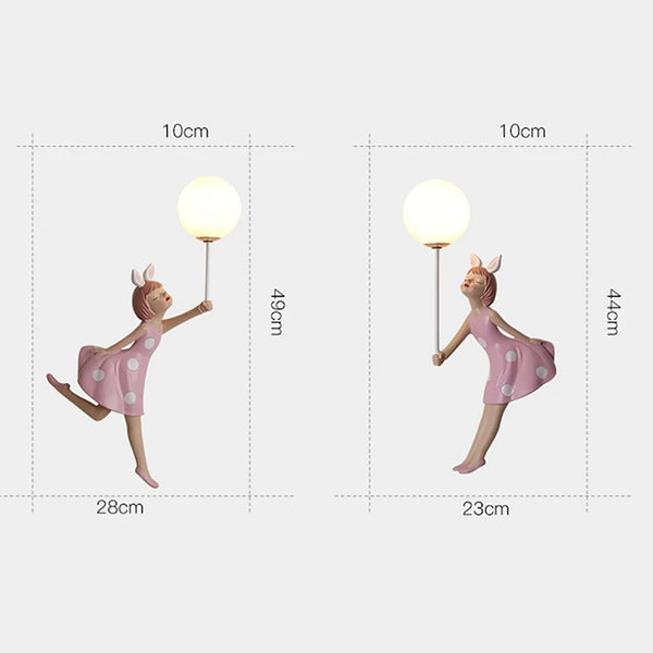 Cute pink ballerina wall lamps