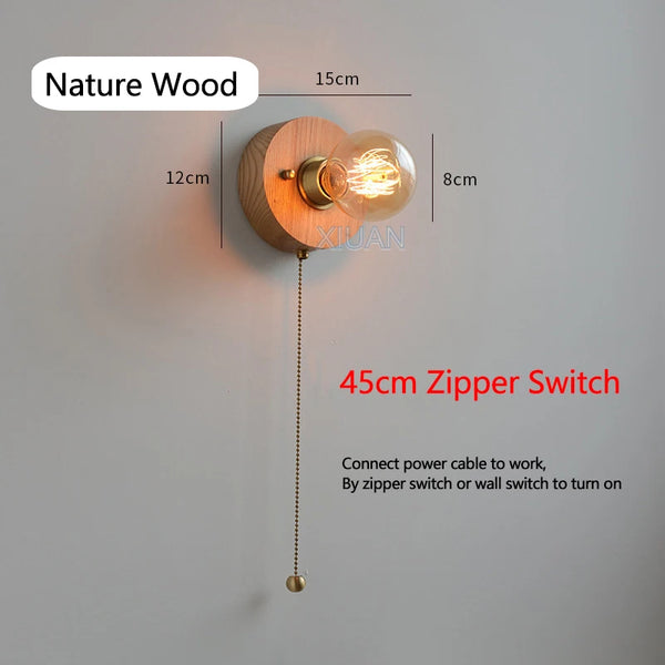 Wabi Sabi round wooden wall lamps