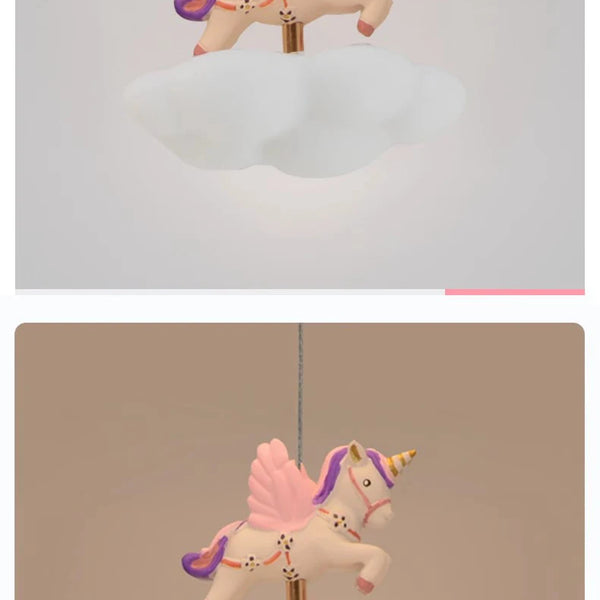 Cloud-shaped unicorn chandelier