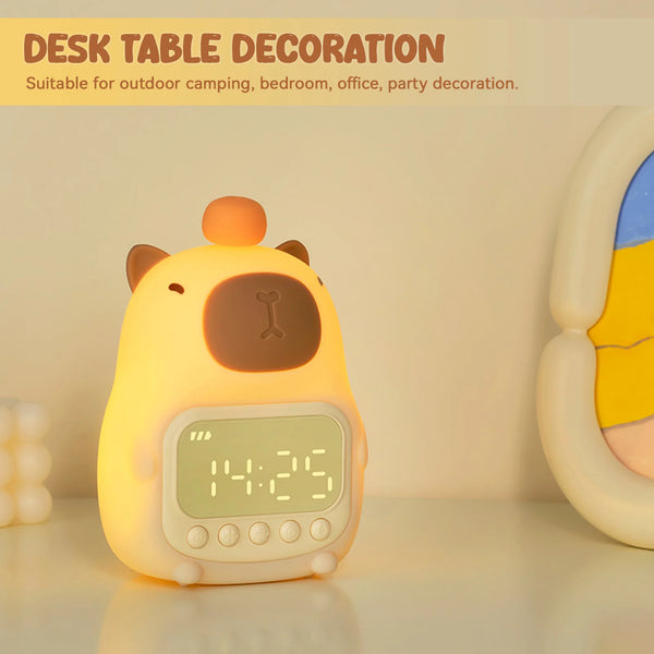 Cute Rechargeable Kids Alarm Clock, Night Light, Ringtone, Snooze, Always-on Display, Table Clock, Musical Alarm Clock, LED Clock