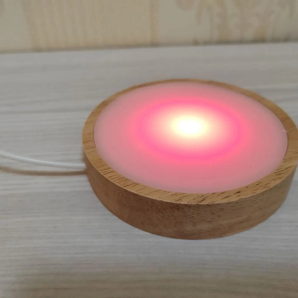10cm LED night light with round wooden base