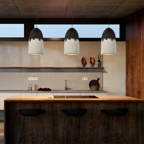 Modern black and white Wabi Sabi pendant light